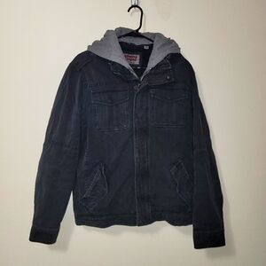 Levis black denim jean jacket sweatshirt coat size S